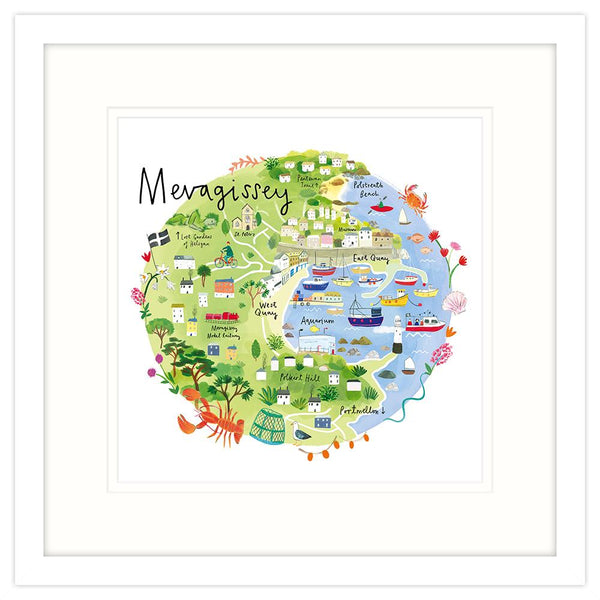 Framed Print-RC29F - Mevagissey Map Framed Print-Whistlefish