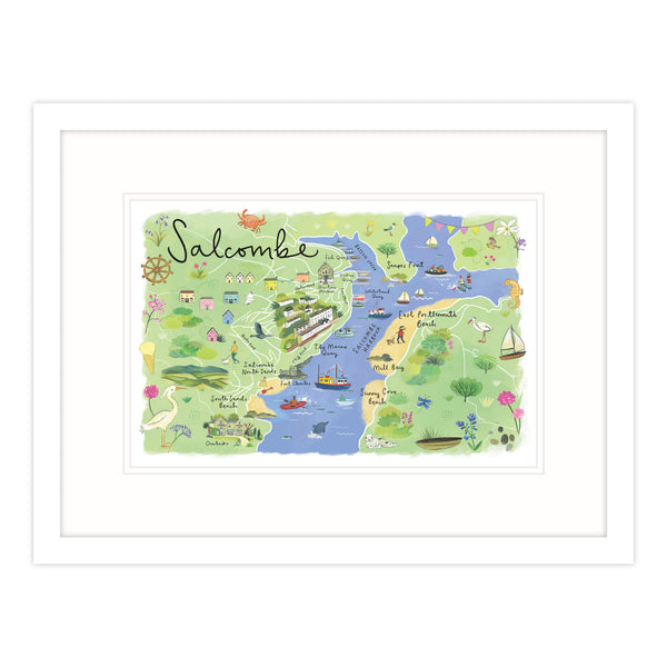 Framed Print-RC34F - Salcombe Map Framed Print Medium-Whistlefish