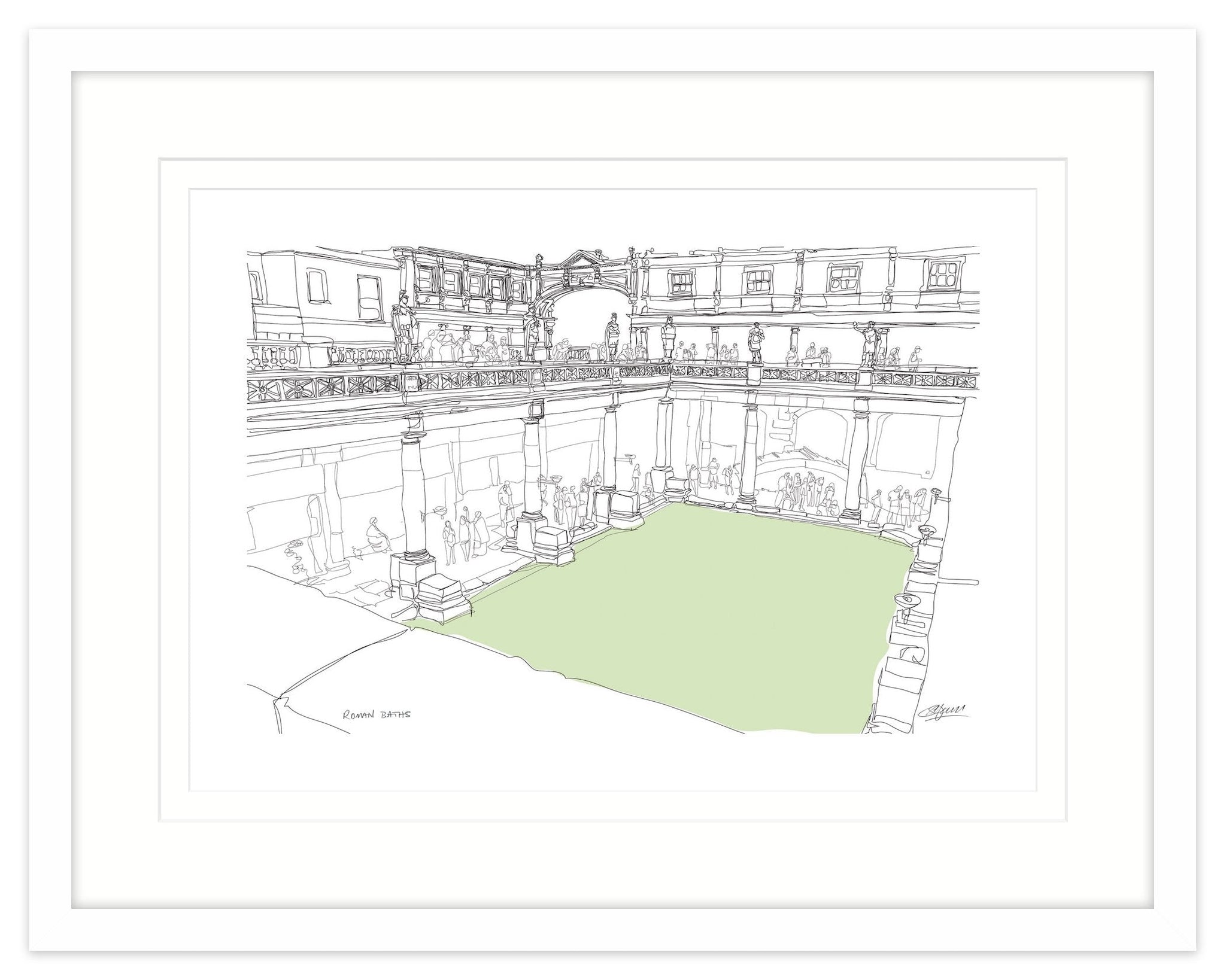 Framed Print-SH09F - Roman Bath Framed-Whistlefish