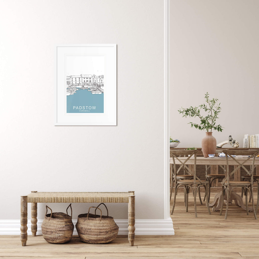 Framed Print-SH31F - Padstow Strand Framed Travel Print-Whistlefish