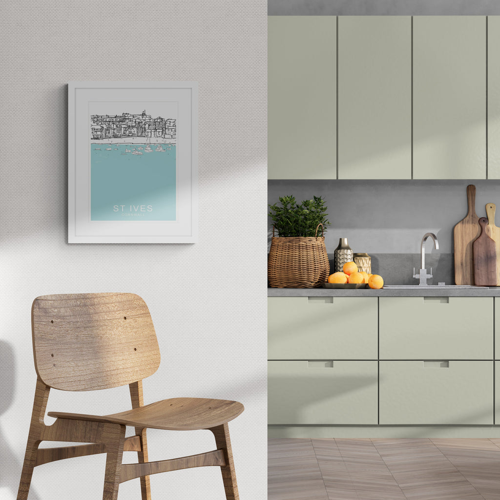 Framed Print - SH34F - St Ives Bay Framed Travel Print - St Ives Bay Framed Travel Print - Whistlefish