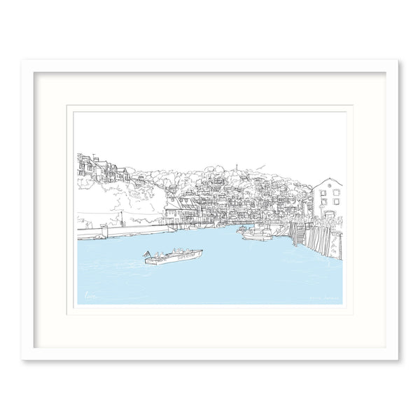 Framed Print-SH90F - Looe Harbour Medium-Whistlefish