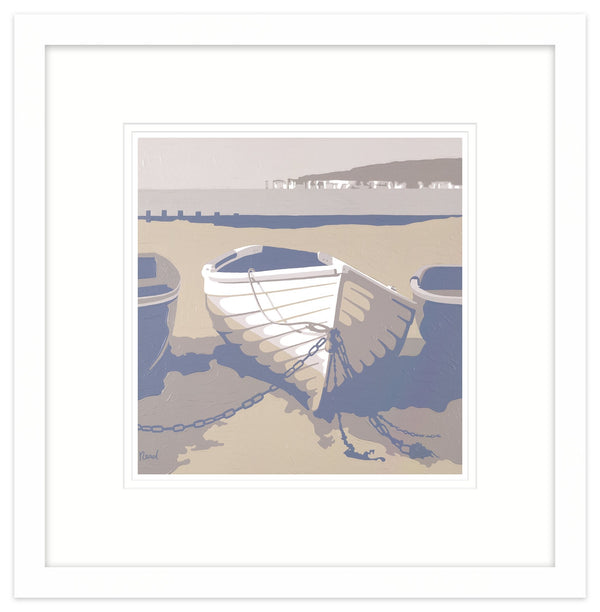 Framed Print-SR01F - Blue Boat Old Harry Framed-Whistlefish