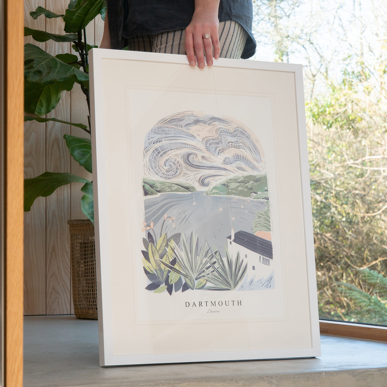 Framed Print-WF1043F - Dartmouth Lino Large Framed Print-Whistlefish