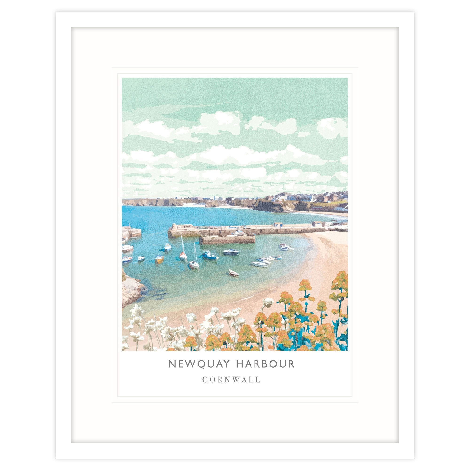 Framed Print-WF104F - Newquay Harbour Large Framed Print-Whistlefish