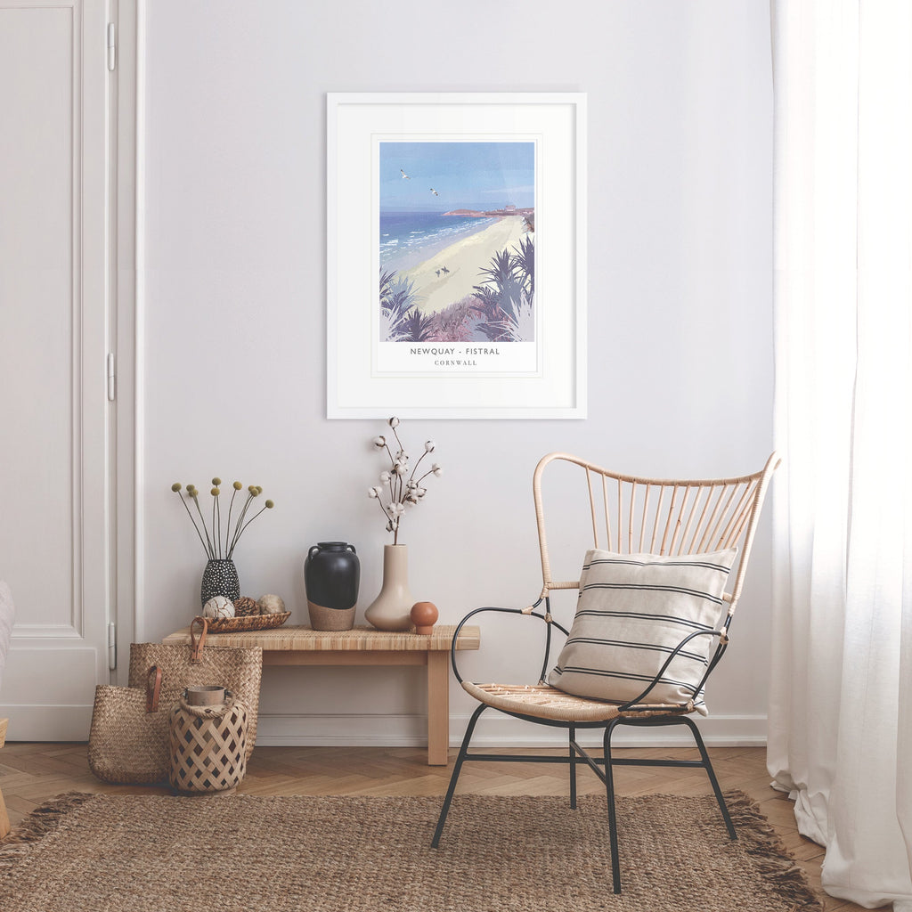 Framed Print-WF105F - Fistral Beach Large Framed Travel Print-Whistlefish