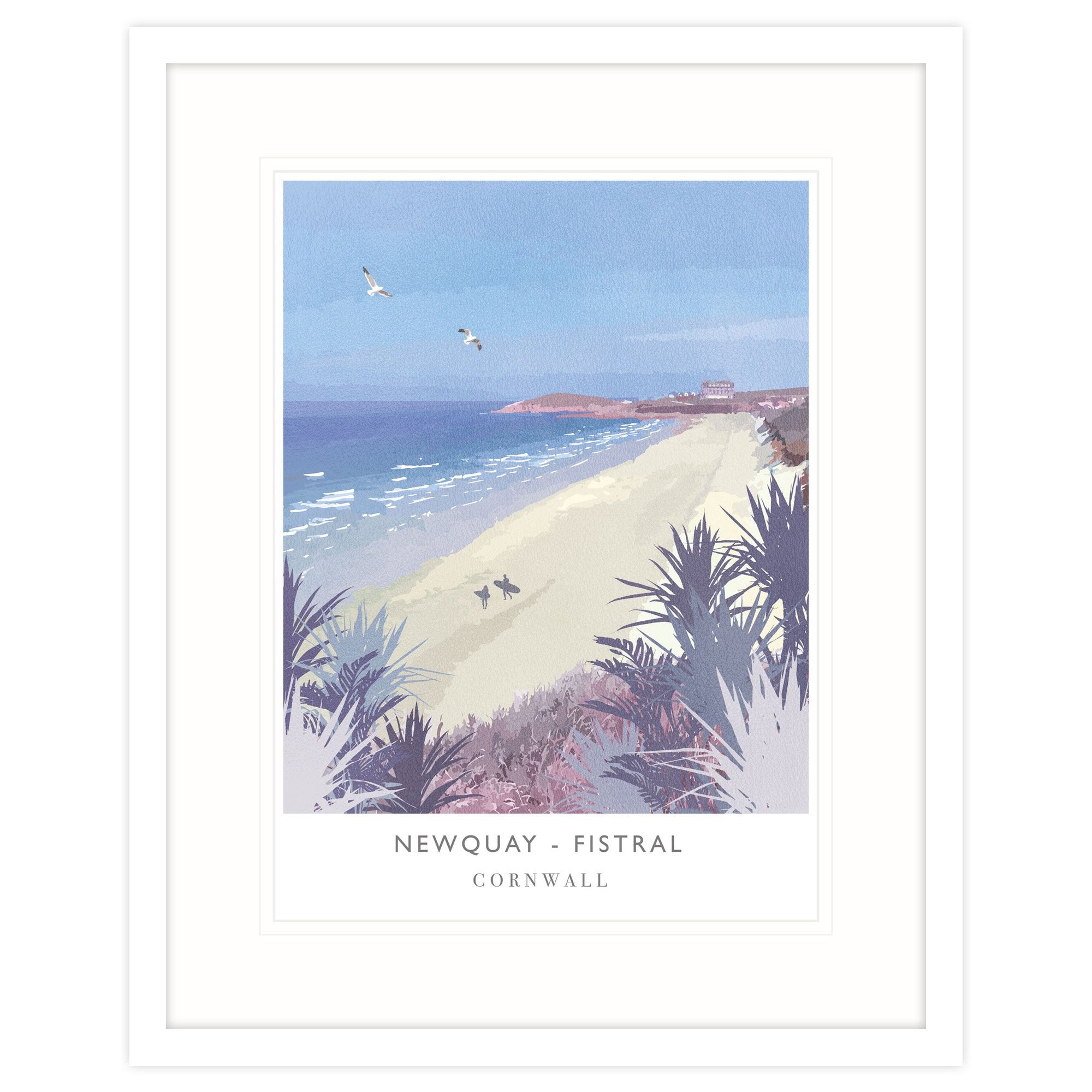 Framed Print-WF105F - Fistral Beach Large Framed Travel Print-Whistlefish