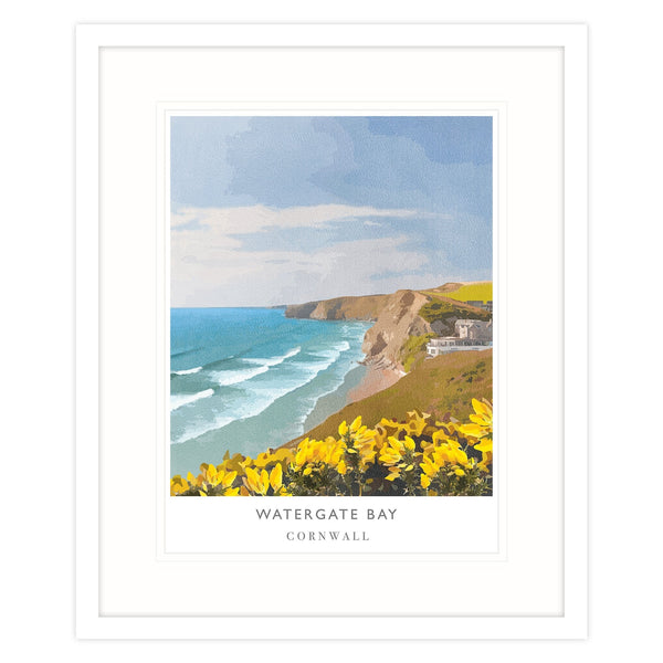 Framed Print-WF106F - Watergate Bay Framed Print-Whistlefish