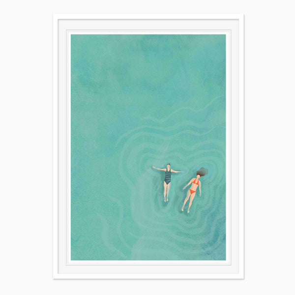 Framed Print-WF1070F - Swimmers Framed Large Print-Whistlefish