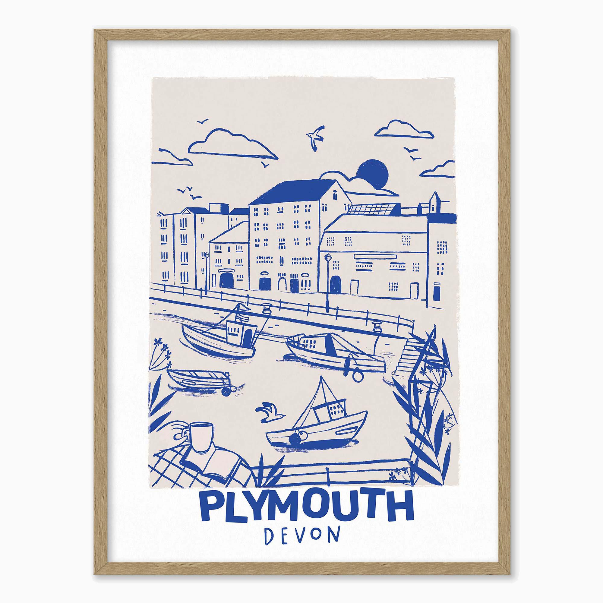 Framed Print-WF1082F - Plymouth Large Framed Print-Whistlefish