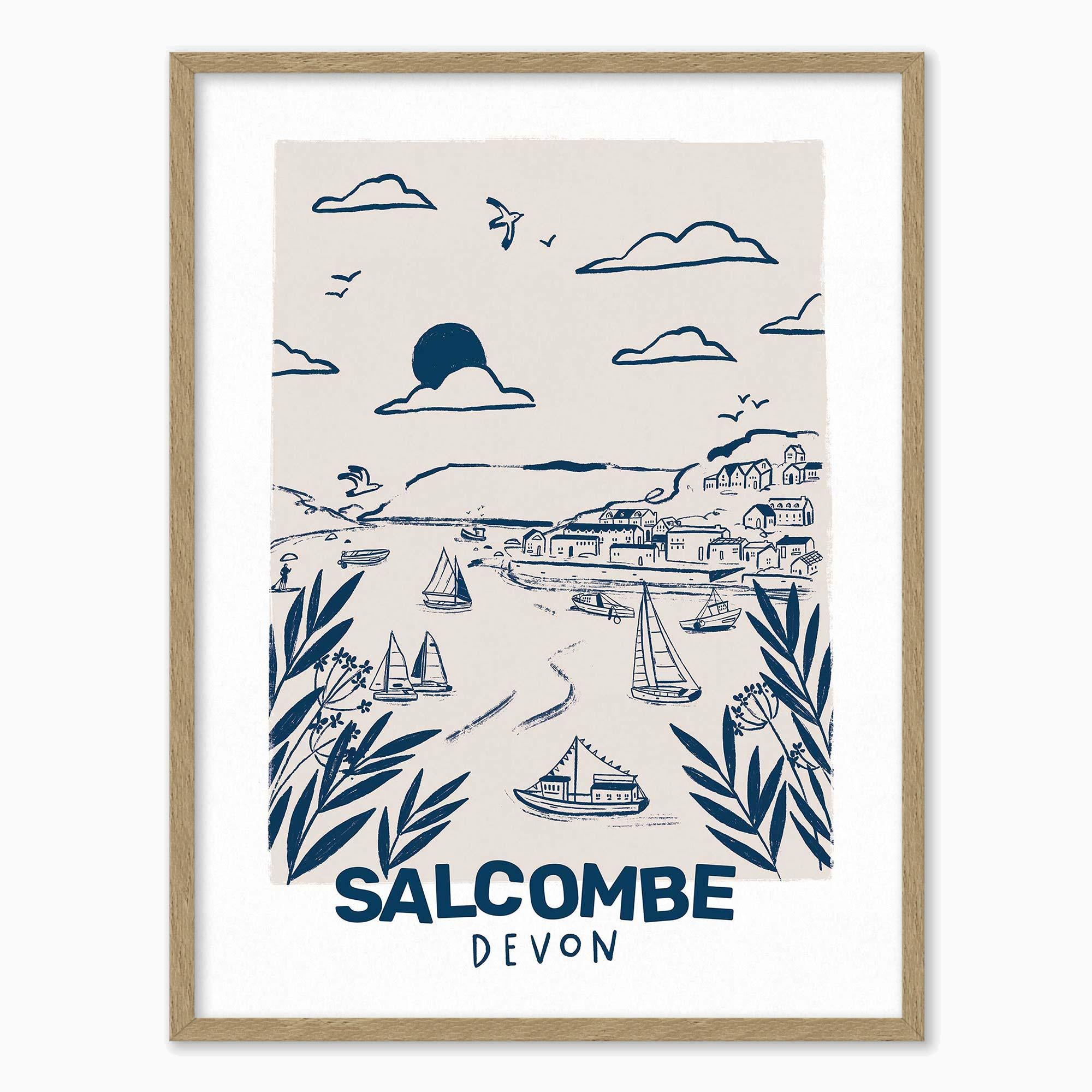 Framed Print-WF1084F - Salcombe Large Framed Print-Whistlefish