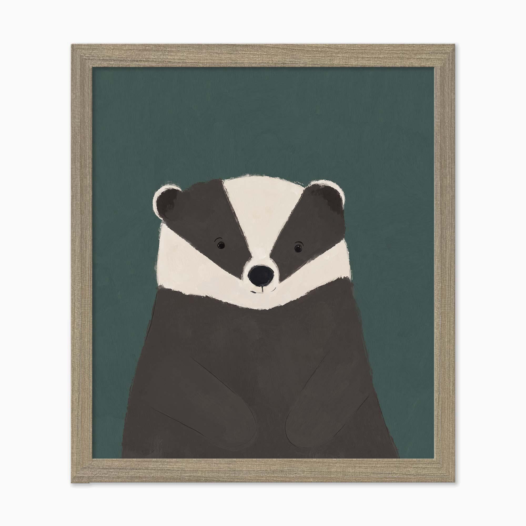 Framed Print-WF1123F - Badger Small Framed Print-Whistlefish