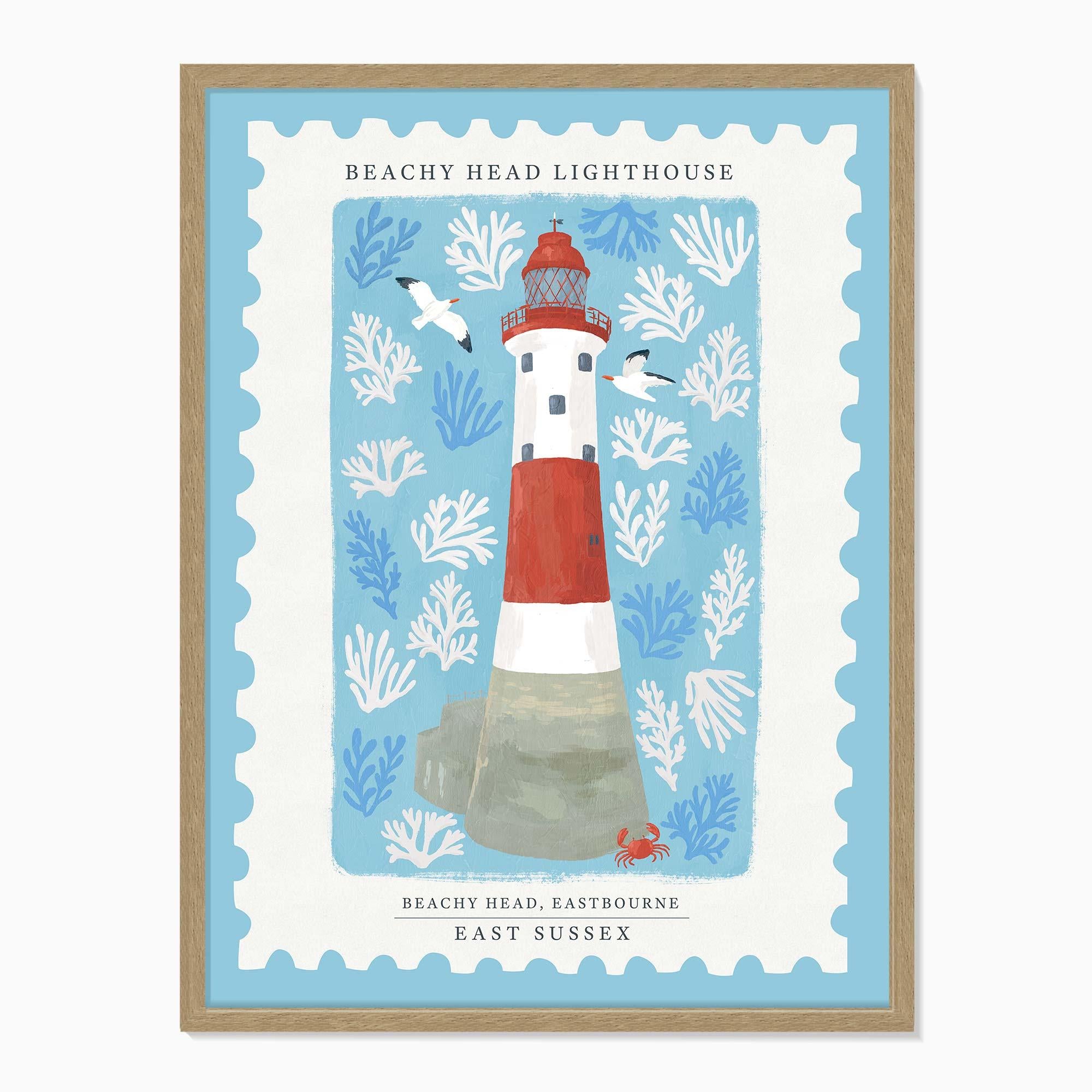 Framed Print-WF1134F - Beachy Head Stamp Large Framed Print-Whistlefish