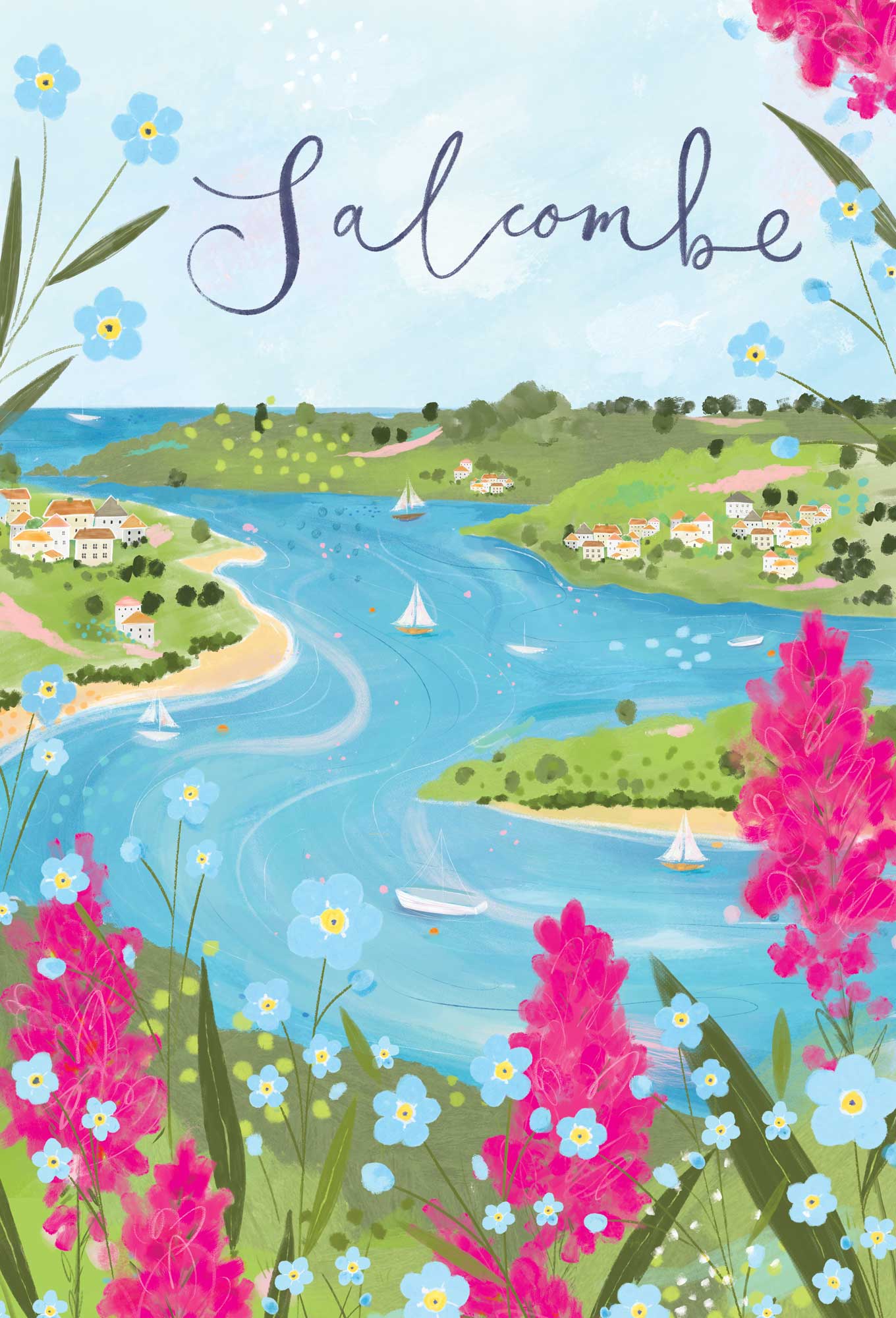 Framed Print-WF1149F - Salcombe Large Framed Print-Whistlefish