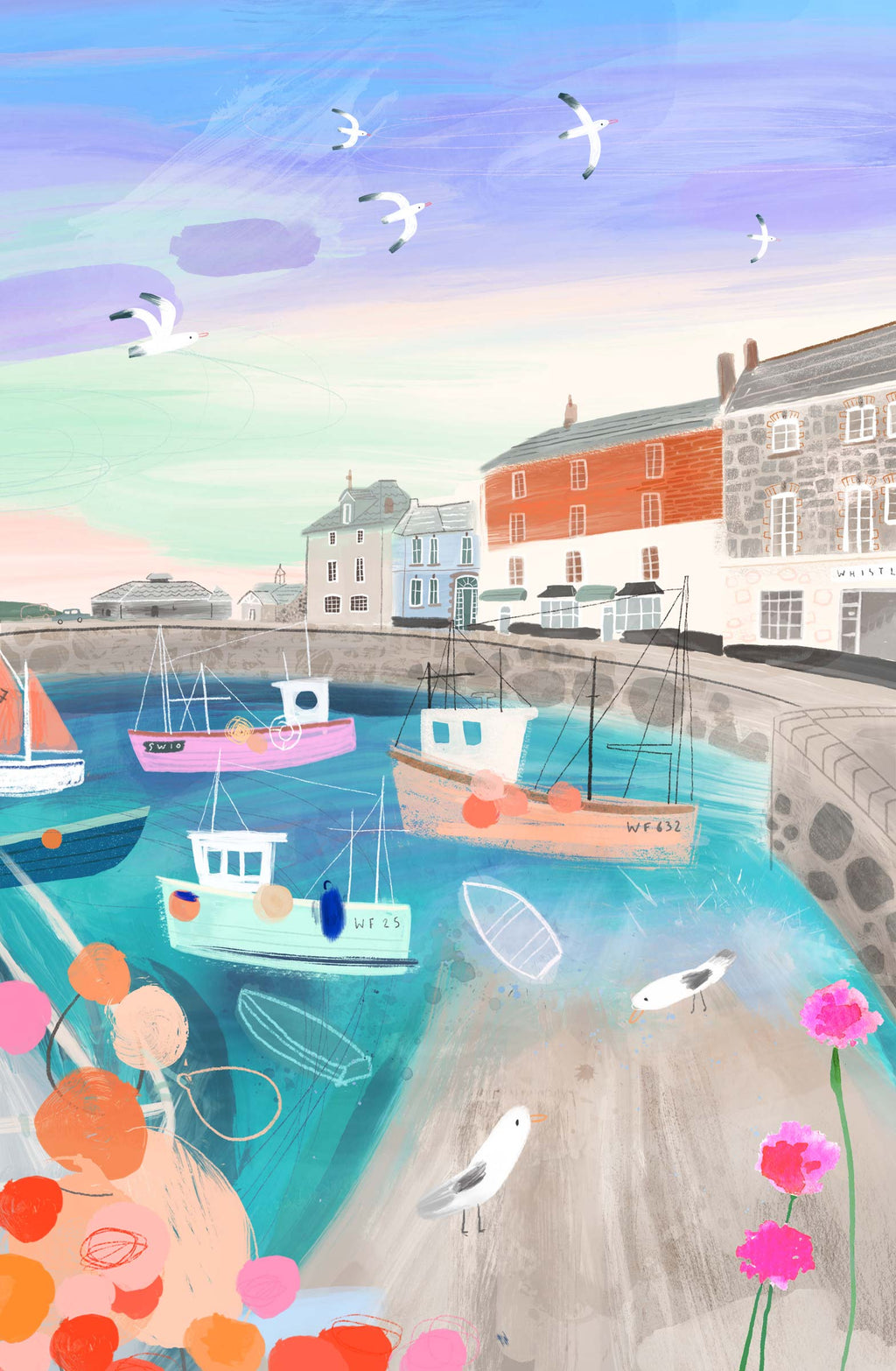 Framed Print-WF1156F - Padstow Pastel Framed Print-Whistlefish