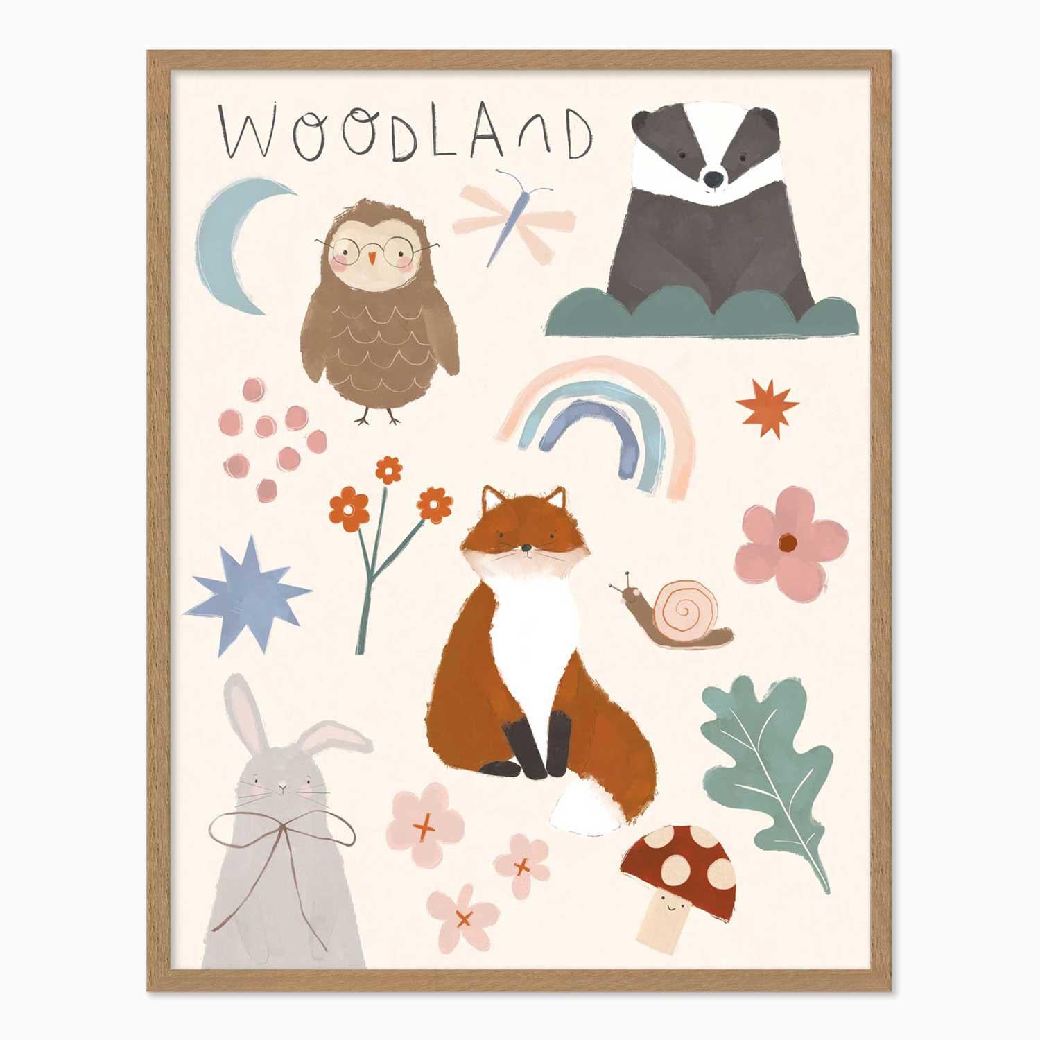 Framed Print-WF1180F - Woodland Friends Medium Framed Print-Whistlefish
