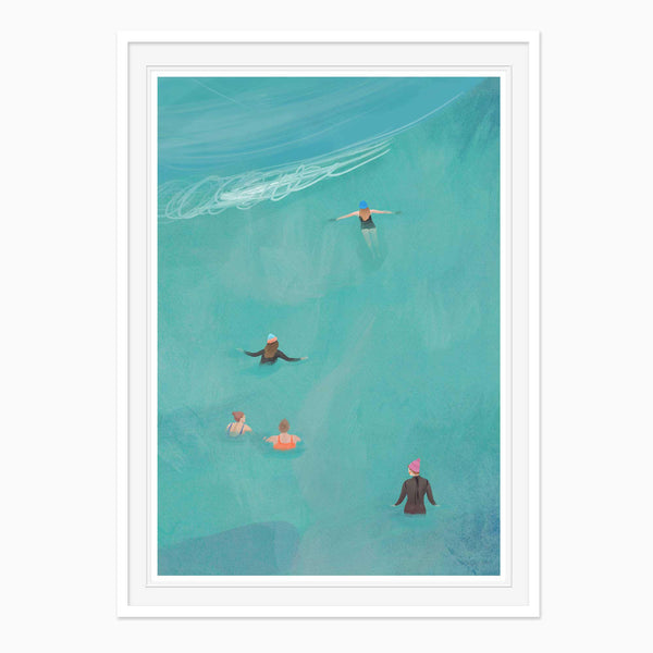 Framed Print-WF1251F - Wild Swimmers Small Framed Print-Whistlefish