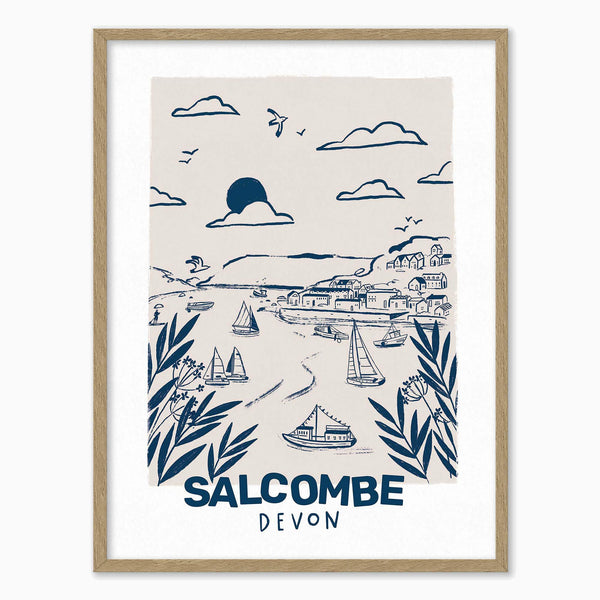 Framed Print-WF1265F - Salcombe Small Framed Print-Whistlefish
