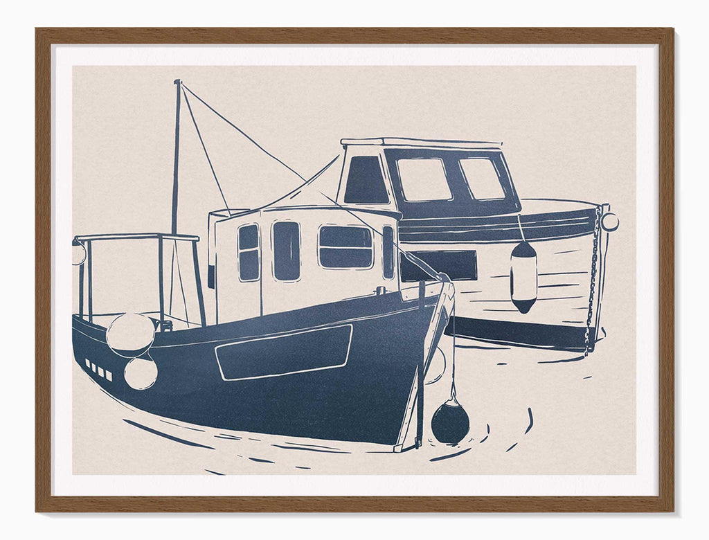 Framed Print-WF1277F - Fishing Boats Small Framed Print-Whistlefish