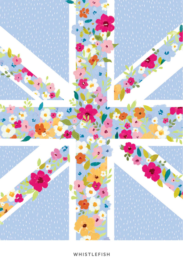 Framed Print-WF1297SF - Ditsy Floral Union Jack Small Framed Pr-Whistlefish
