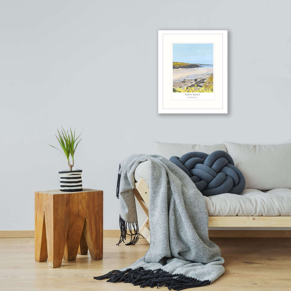Framed Print-WF188F - Porth Beach-Whistlefish
