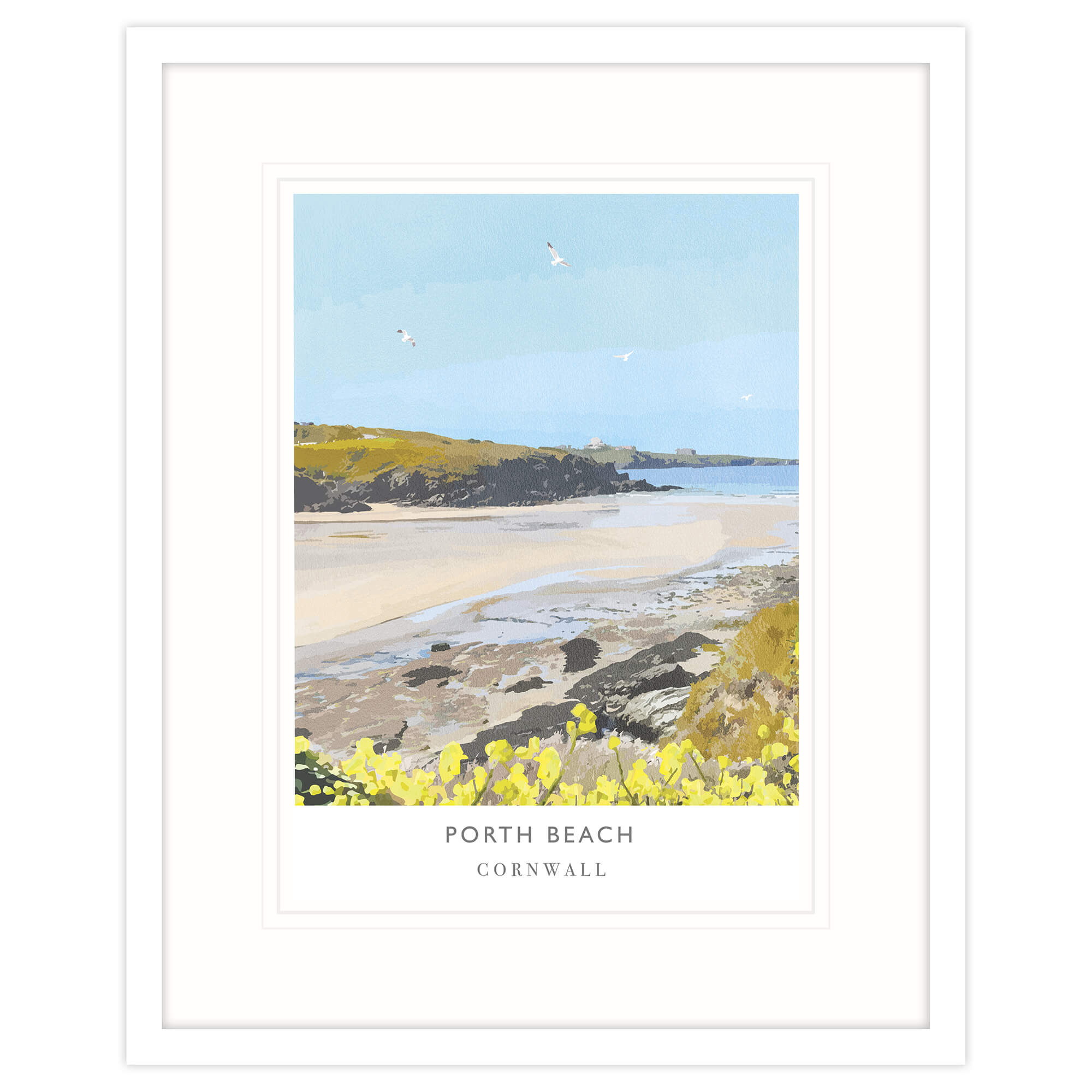 Framed Print-WF188F - Porth Beach-Whistlefish