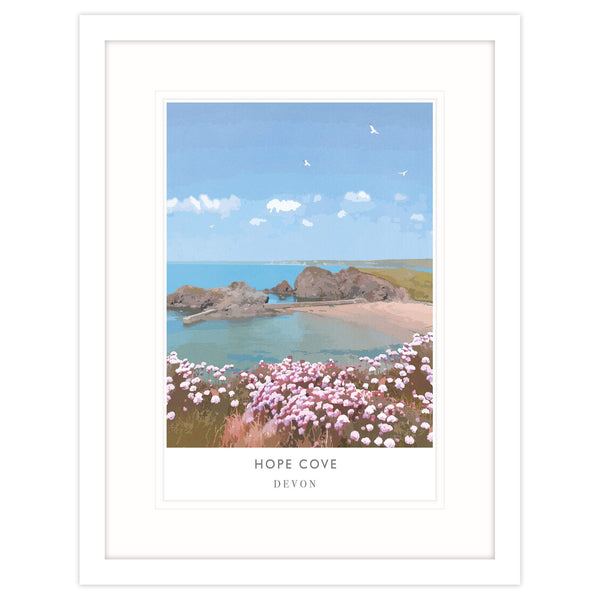 Framed Print-WF430F - Hope Cove Large Travel Framed Print-Whistlefish