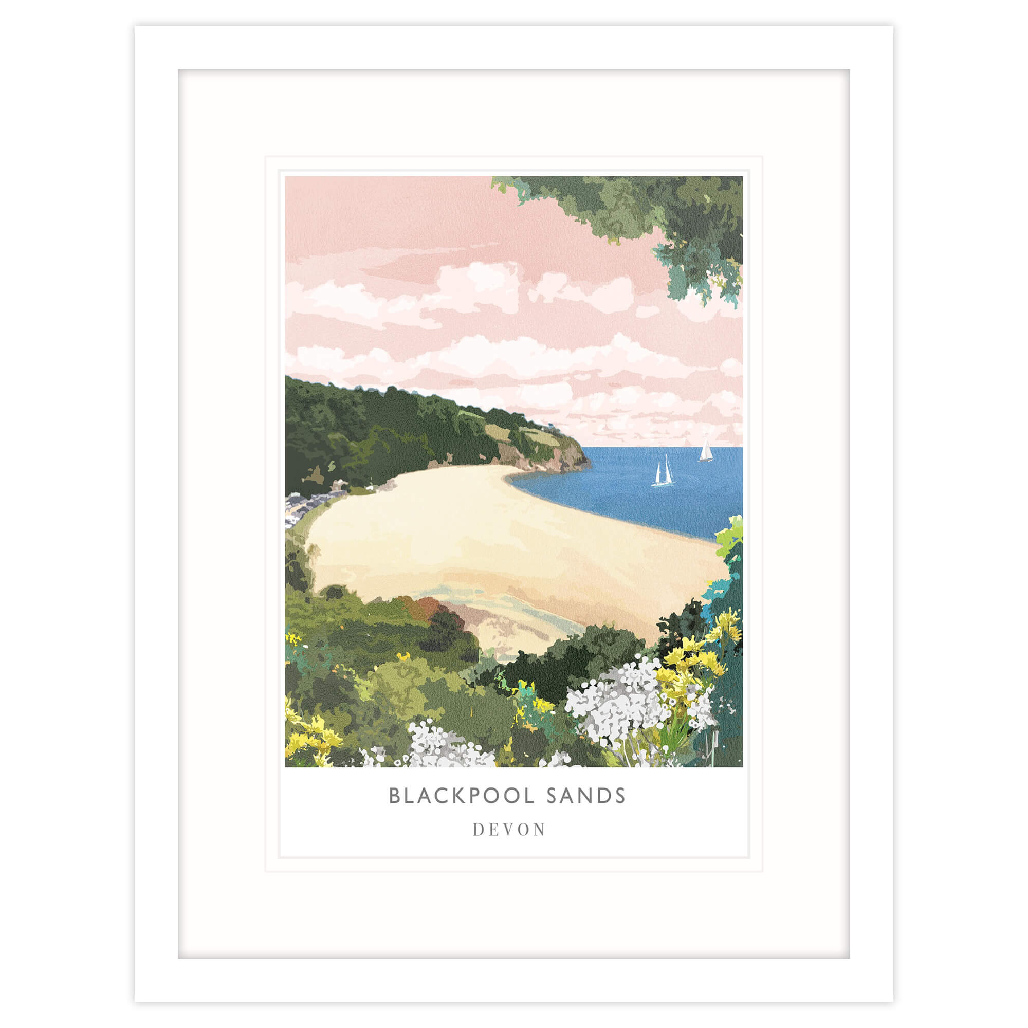 Framed Print-WF431F - Blackpool Sands Large Travel Framed Print-Whistlefish