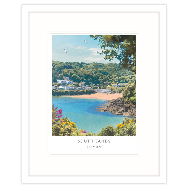 Framed Print-WF455F - South Sands Framed Travel Print-Whistlefish