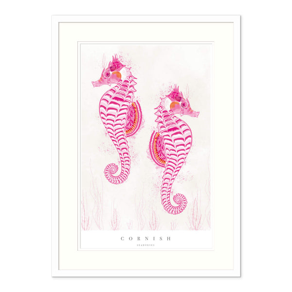 Framed Print-WF616F - Cornish Seahorses Large Framed Print-Whistlefish