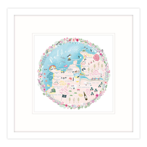 Framed Print-WF627F - Padstow Map Framed Print-Whistlefish