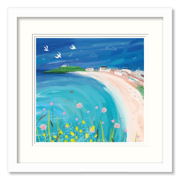 Framed Print-WF687F - View across Porthmeor Small Framed Print-Whistlefish