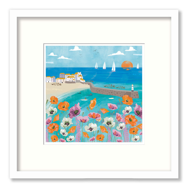 Framed Print-WF699F - St Ives Poppies Mini Square Framed Print-Whistlefish