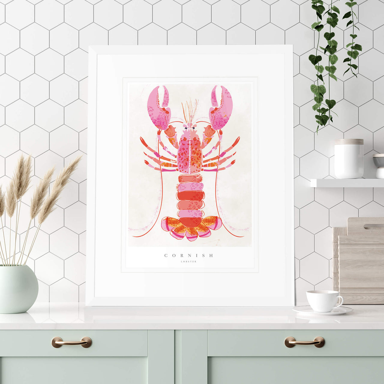 Framed Print-WF717F - Cornish Lobster Medium Framed Print-Whistlefish