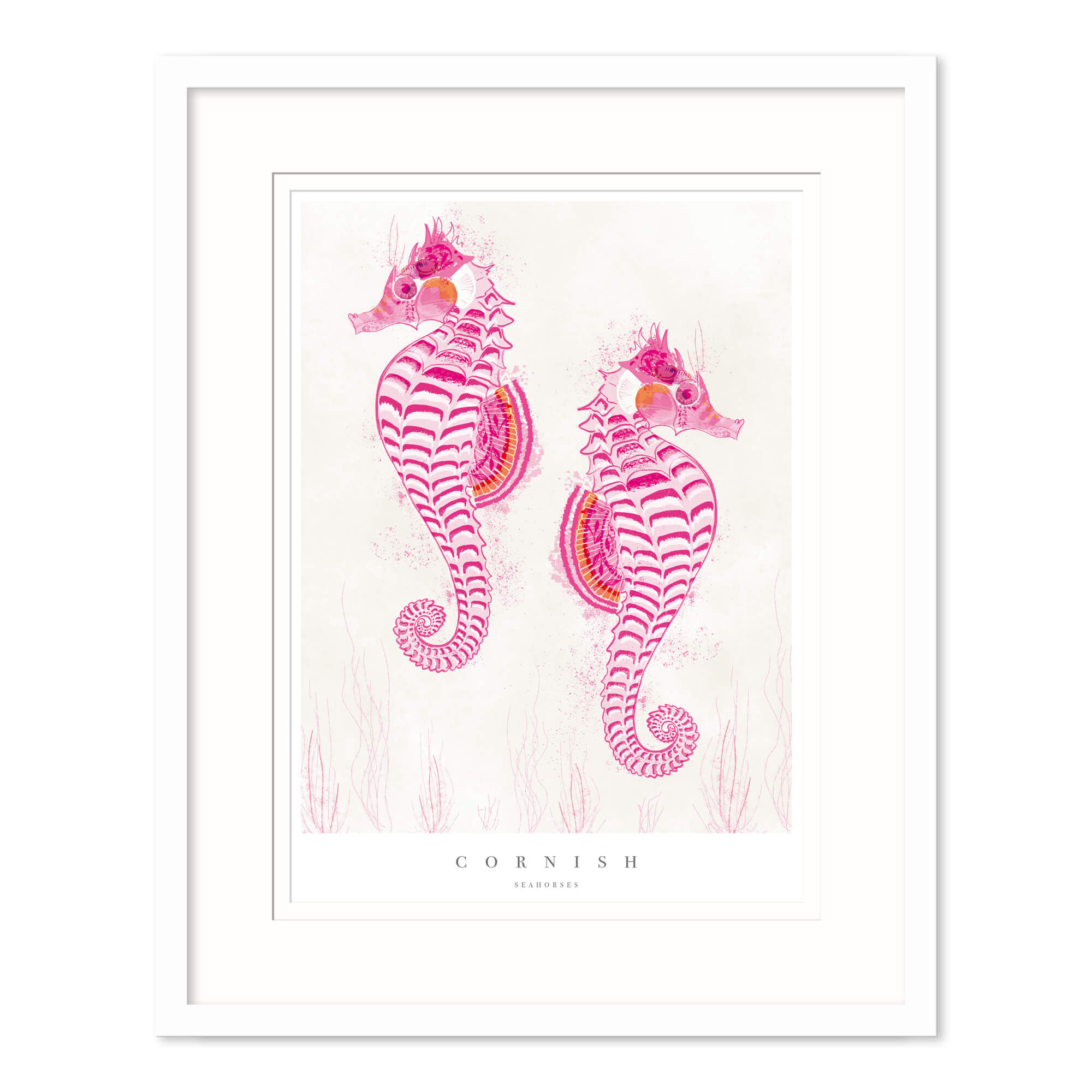 Framed Print-WF721F - Cornish Seahorses Framed Print-Whistlefish