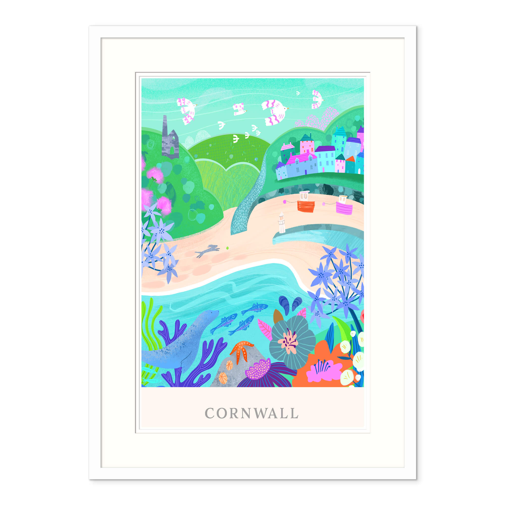 Framed Print-WF729F - Cornwall Brights Framed Print-Whistlefish