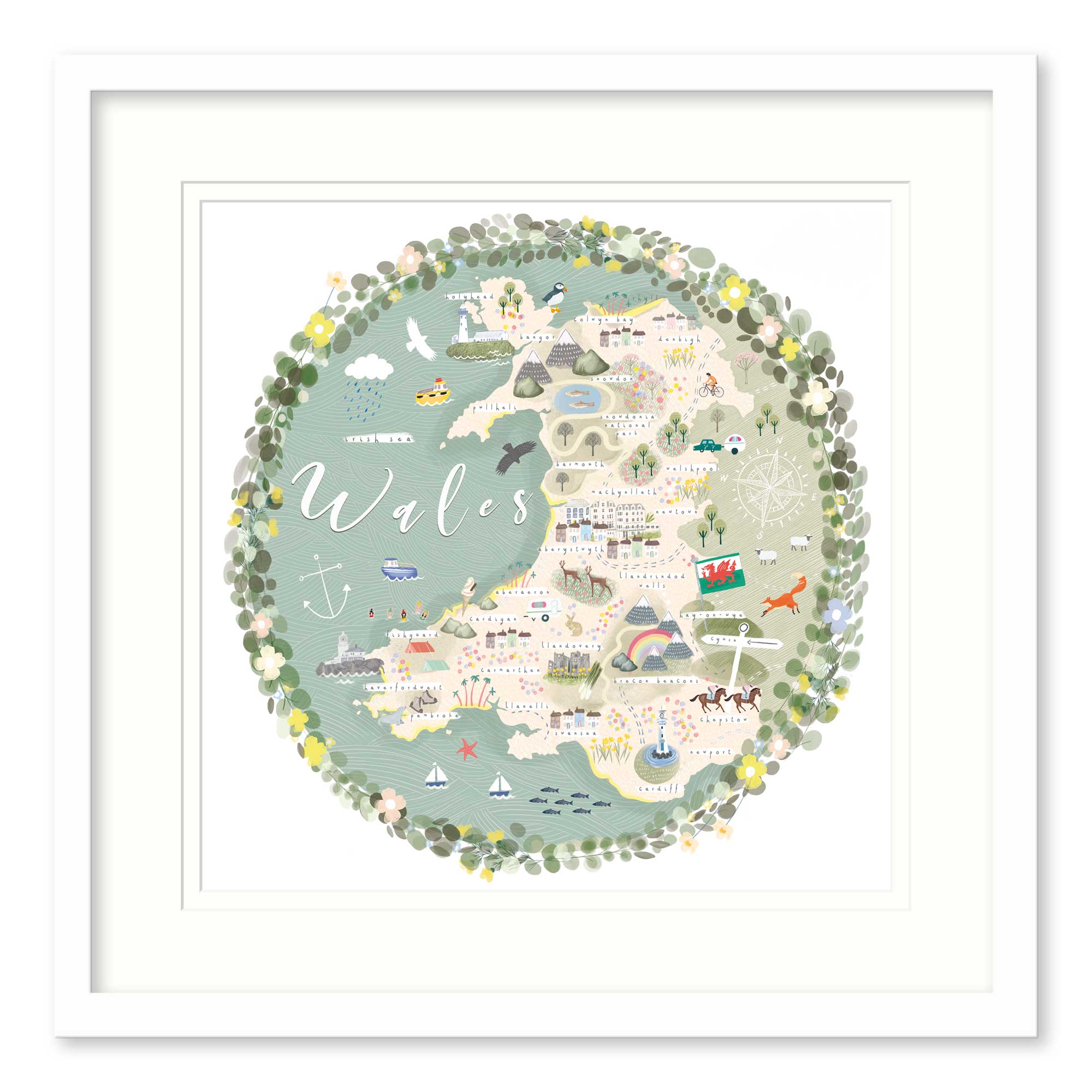 Framed Print-WF814F - Wales Map-Whistlefish
