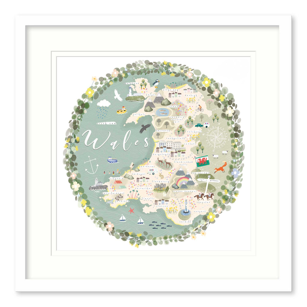 Framed Print-WF814F - Wales Map-Whistlefish