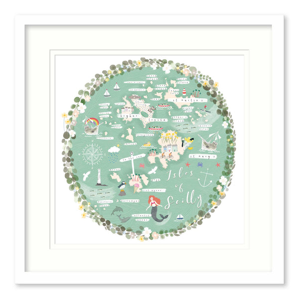 Framed Print-WF818F - Isles of Scilly Map-Whistlefish