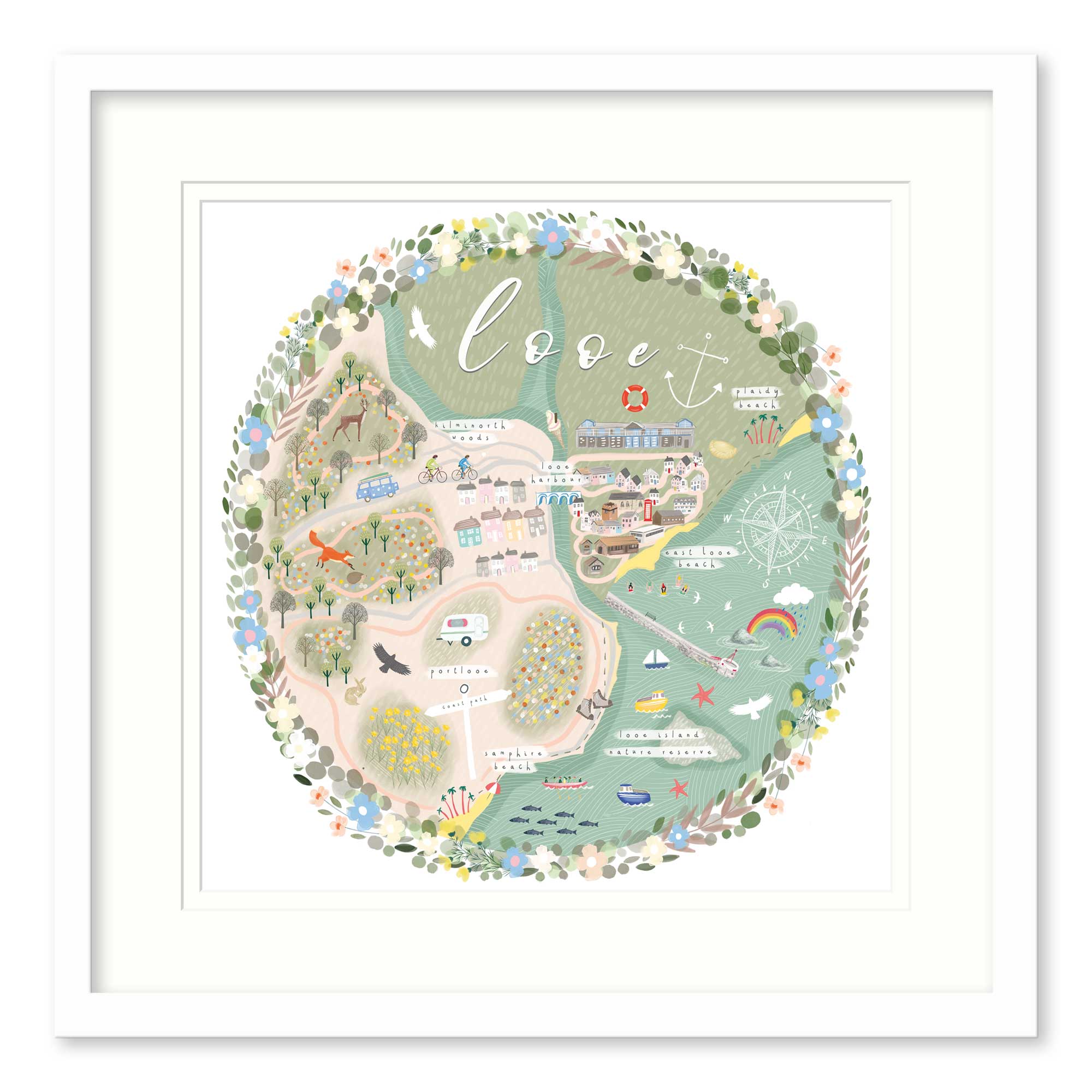 Framed Print-WF820F - Looe Map Medium-Whistlefish