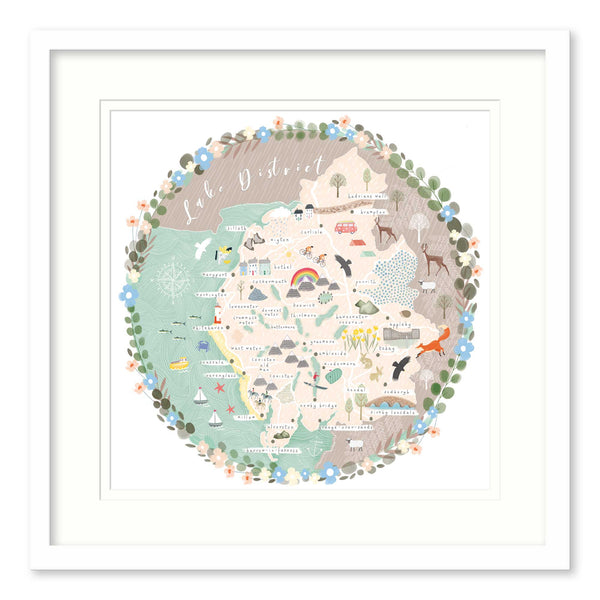 Framed Print-WF825F - Lake District Map Medium-Whistlefish