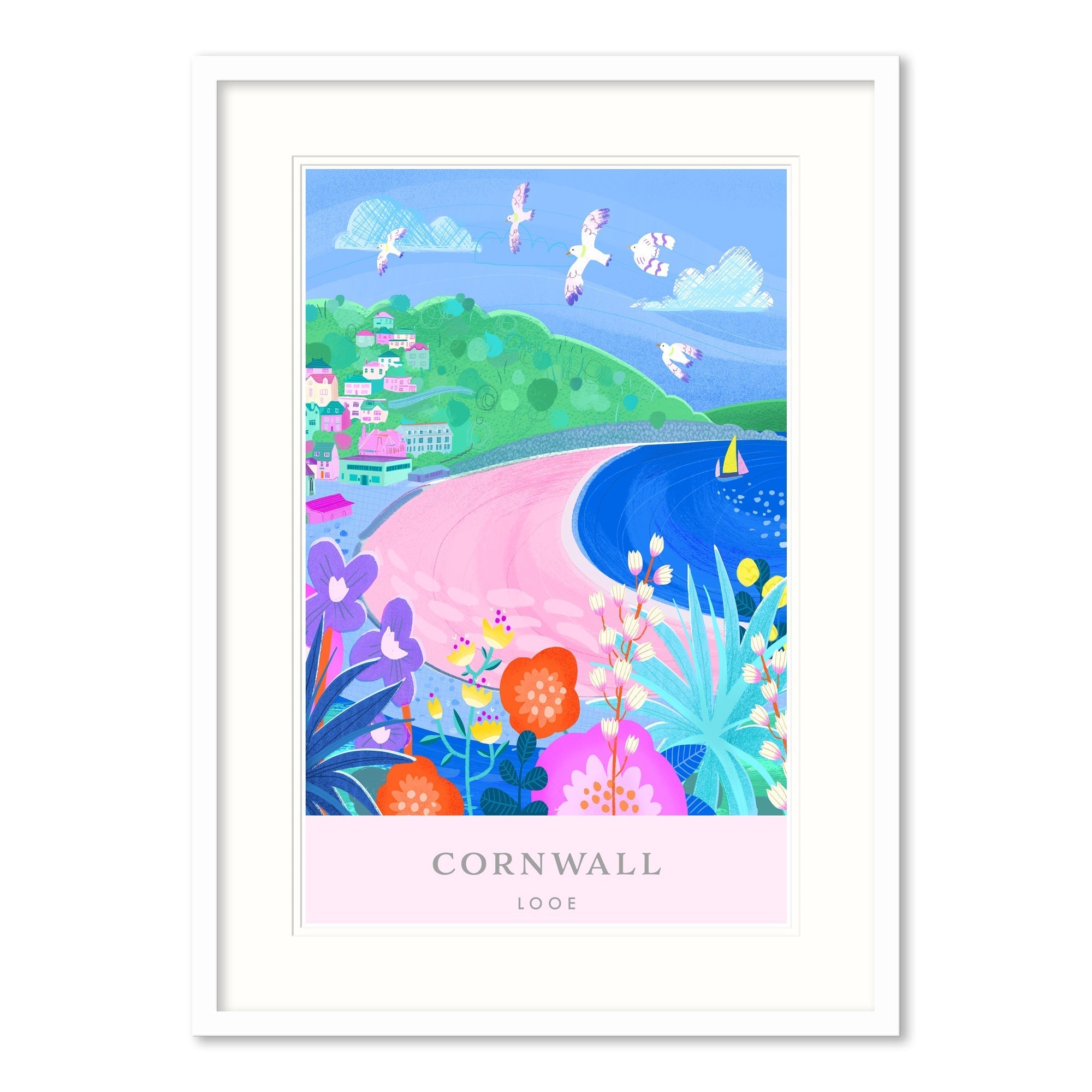 Framed Print-WF827F - Looe Bright Large-Whistlefish