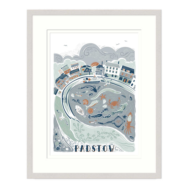 Framed Print-WF838F - Padstow Lino Medium-Whistlefish