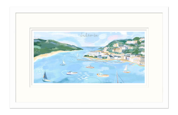 Framed Print-WF892F - Salcombe Pastel Landscape Small Print-Whistlefish