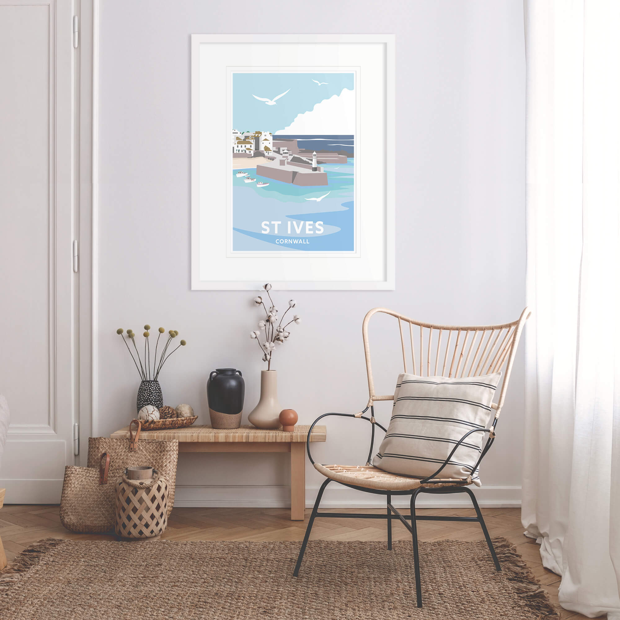 Framed Print-WT07F - St Ives Cornwall Travel Framed Art Print-Whistlefish