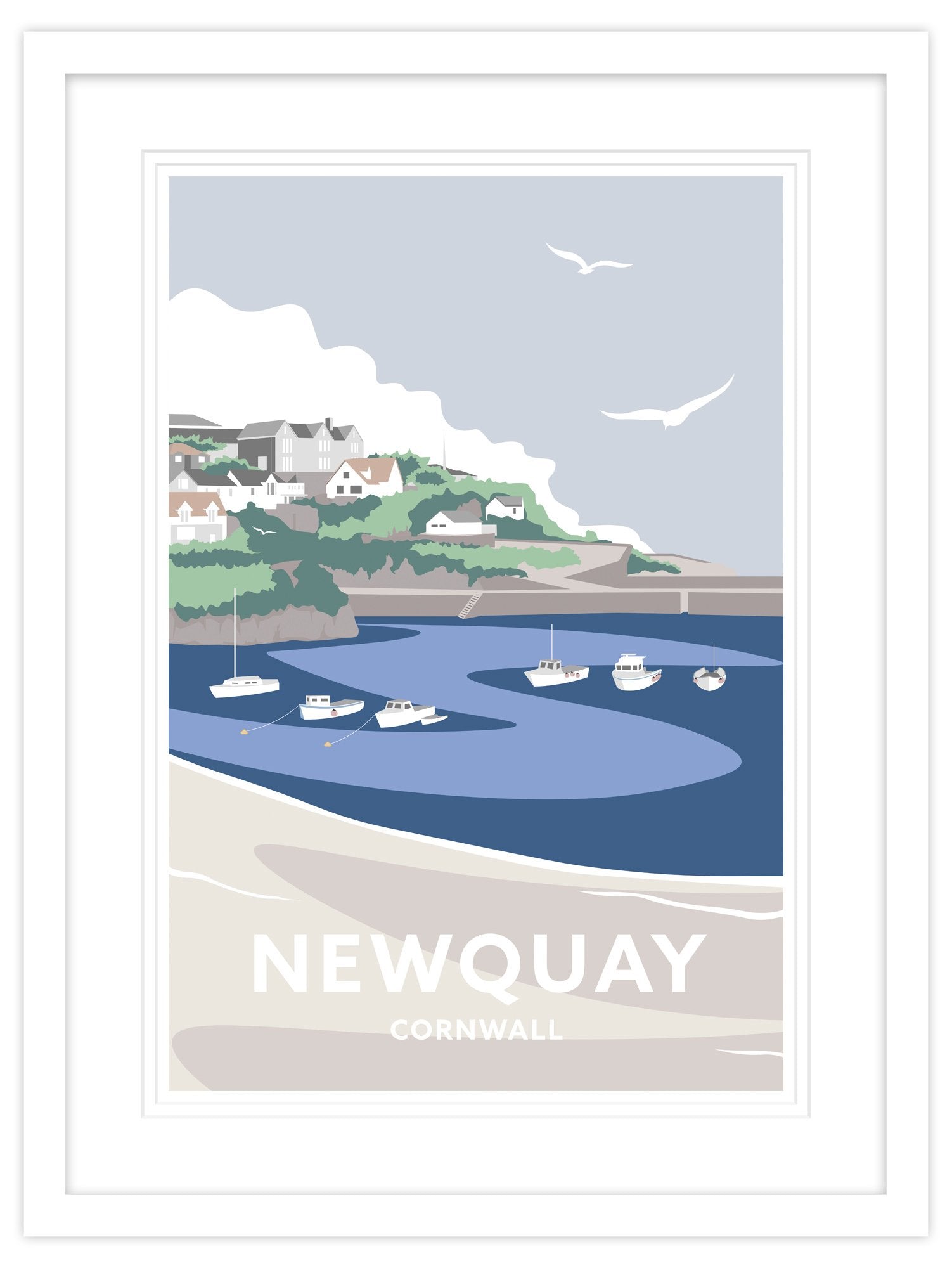 Framed Print-WT29F - Newquay Harbour Small Framed Print-Whistlefish