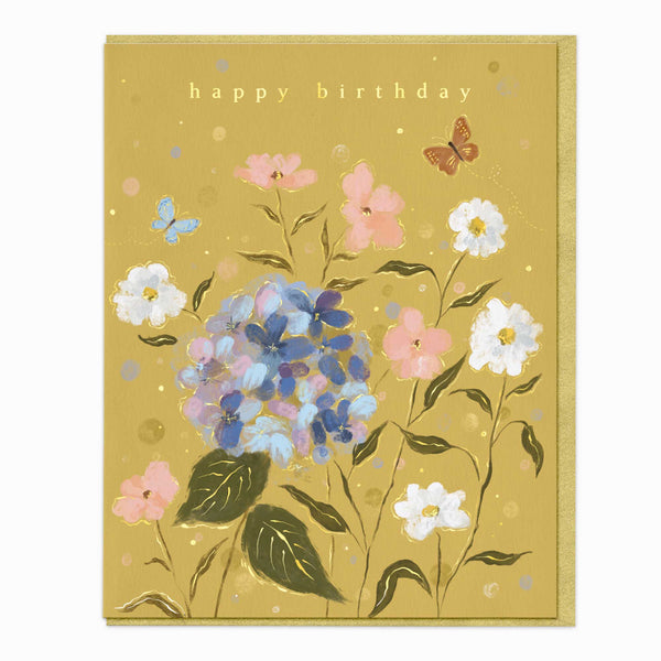 G265 - Golden Hydrangea Birthday Card