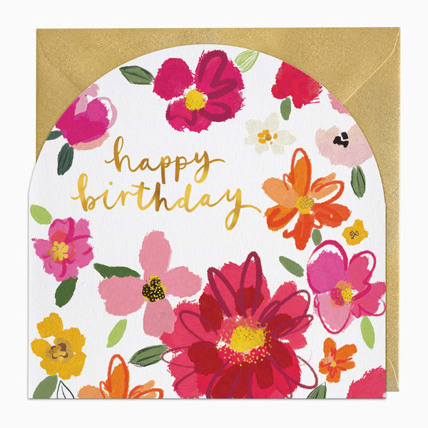 G557 - Pink Flowers Arch Birthday Card