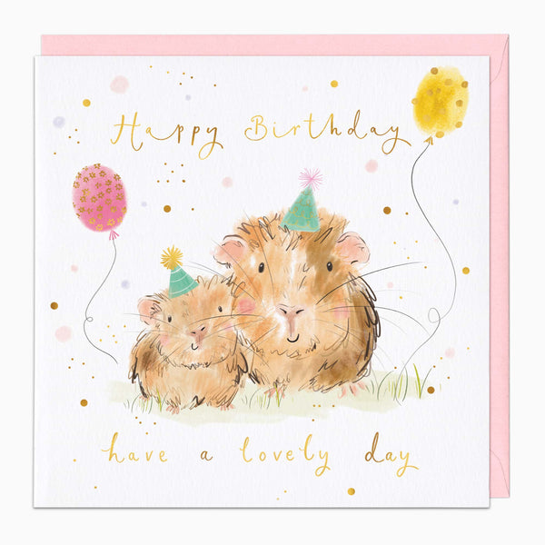 G560 - Guinea Pig Flower Crown Birthday Card