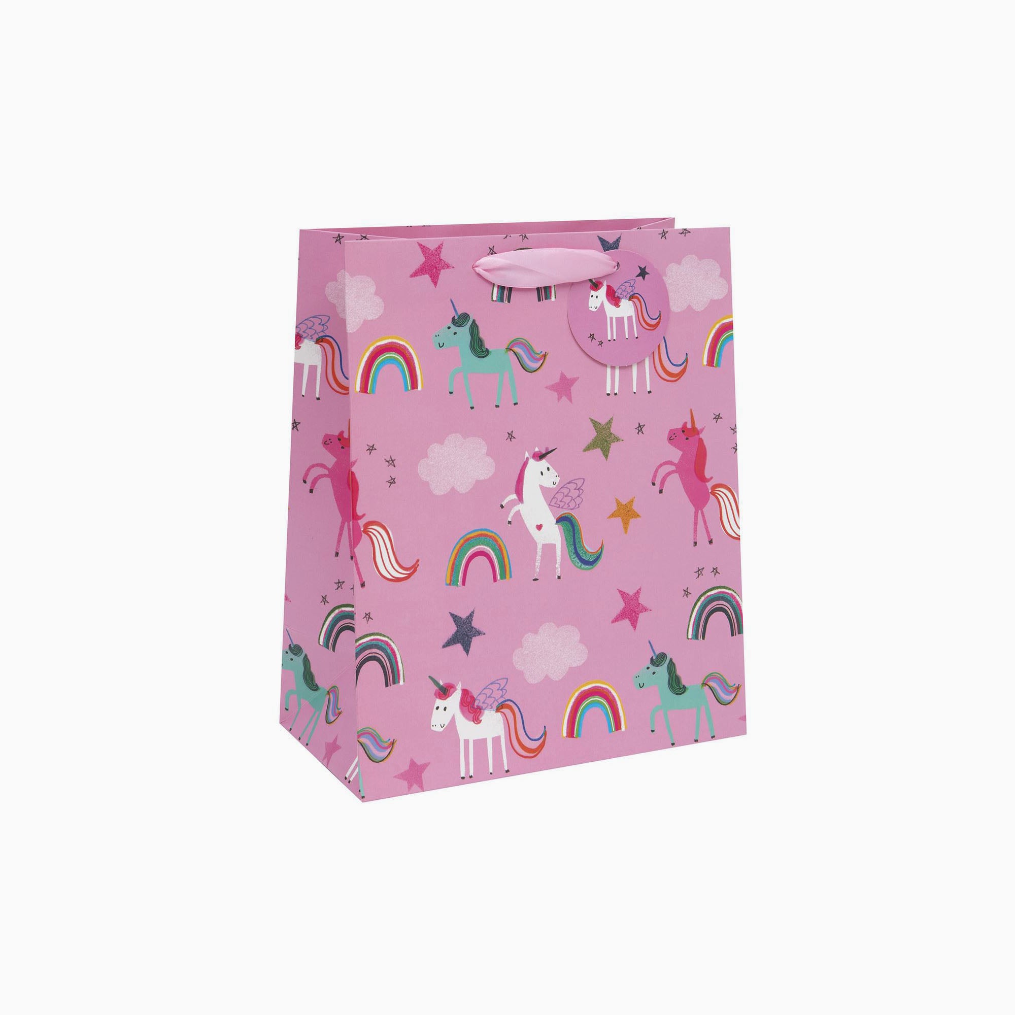Gift Bag-GLJ08 - Large Gift Bag Unicorns Pink-Glick